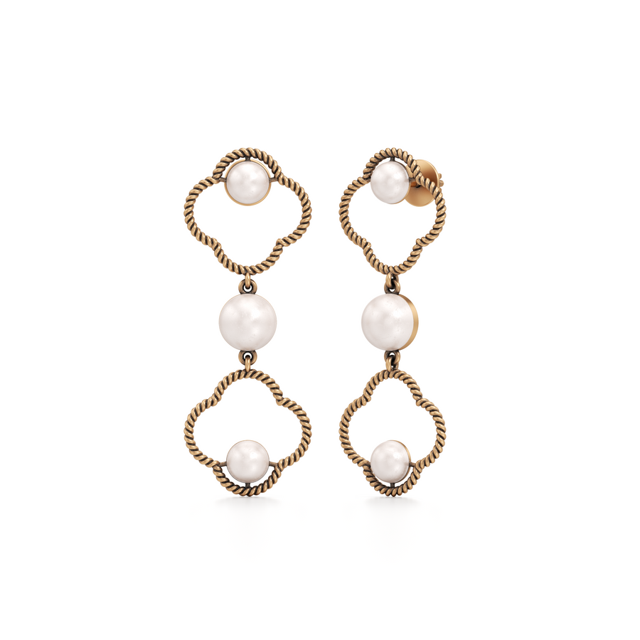Swirling Pearl Danglers